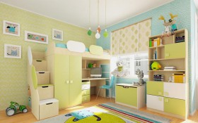 Детская комната Эппл (Зеленый/Белый/корпус Клен) в Алейске - alejsk.katalogmebeli.com | фото 2