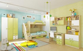 Детская комната Эппл (Зеленый/Белый/корпус Клен) в Алейске - alejsk.katalogmebeli.com | фото 3
