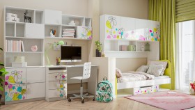 Детская комната Флер (Белый/корпус Выбеленное дерево) в Алейске - alejsk.katalogmebeli.com | фото 2
