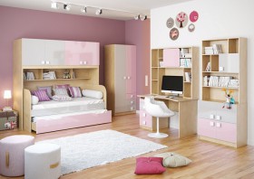 Детская комната Грэйси (Розовый/Серый/корпус Клен) в Алейске - alejsk.katalogmebeli.com | фото 2