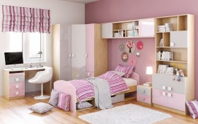 Детская комната Грэйси (Розовый/Серый/корпус Клен) в Алейске - alejsk.katalogmebeli.com | фото 3