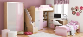 Детская комната Грэйси (Розовый/Серый/корпус Клен) в Алейске - alejsk.katalogmebeli.com | фото 5