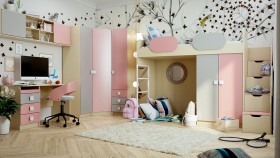 Детская комната Грэйси (Розовый/Серый/корпус Клен) в Алейске - alejsk.katalogmebeli.com | фото
