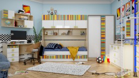 Детская комната Клаксон без машинок (Белый/корпус Клен) в Алейске - alejsk.katalogmebeli.com | фото 5
