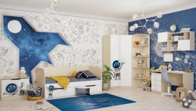 Детская комната Санни (Белый/корпус Клен) в Алейске - alejsk.katalogmebeli.com | фото 2