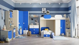 Детская комната Скай Люкс (Синий/Белый/корпус Клен) в Алейске - alejsk.katalogmebeli.com | фото 7