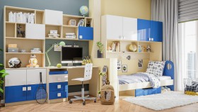 Детская комната Скай Люкс (Синий/Белый/корпус Клен) в Алейске - alejsk.katalogmebeli.com | фото 9