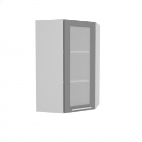 Гарда ВПУС 550 шкаф верхний угловой со стеклом высокий (Белый патина/корпус Серый) в Алейске - alejsk.katalogmebeli.com | фото