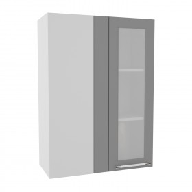 Гарда ВПУС 650 шкаф верхний угловой со стеклом высокий (Белый/корпус Серый) в Алейске - alejsk.katalogmebeli.com | фото