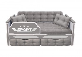 Кровать 160 серии Спорт 2 ящика 45 Серый (подушки) в Алейске - alejsk.katalogmebeli.com | фото 1