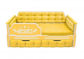 Кровать 160 серии Спорт 2 ящика 74 Жёлтый (мягкие боковые накладки) в Алейске - alejsk.katalogmebeli.com | фото