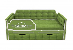Кровать 160 серии Спорт 2 ящика 76 Зелёный (мягкие боковые накладки) в Алейске - alejsk.katalogmebeli.com | фото