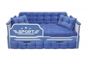 Кровать 160 серии Спорт 2 ящика 85 Синий (подушки) в Алейске - alejsk.katalogmebeli.com | фото