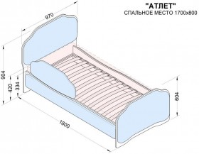 Кровать 170 Атлет 29 Синий (мягкий бортик) в Алейске - alejsk.katalogmebeli.com | фото 2