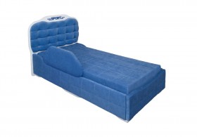 Кровать 190 Атлет Lux 29 Синий (мягкий бортик) в Алейске - alejsk.katalogmebeli.com | фото