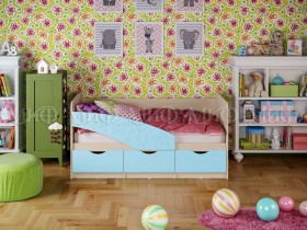 Кровать Бабочки 1,6м (Голубой матовый) в Алейске - alejsk.katalogmebeli.com | фото