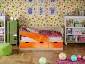 Кровать Бабочки 1,6м (Оранжевый металлик) в Алейске - alejsk.katalogmebeli.com | фото