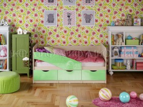Кровать Бабочки 1,6м (Салатовый металлик) в Алейске - alejsk.katalogmebeli.com | фото