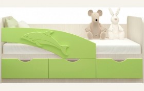 Кровать детская 1,6м Дельфин (Салатовый металлик) в Алейске - alejsk.katalogmebeli.com | фото 1