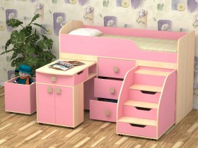 Кровать детская Фея 1.6 Дуб молочный/Розовый в Алейске - alejsk.katalogmebeli.com | фото