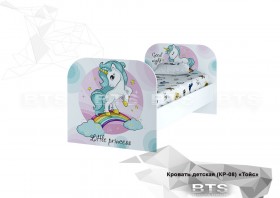Кровать детская КР-08 Тойс (белый/белый,фотопечать Little Pony) в Алейске - alejsk.katalogmebeli.com | фото 1