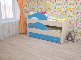 Кровать детская Радуга 1600 Млечный дуб/Голубой в Алейске - alejsk.katalogmebeli.com | фото
