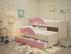 Кровать детская Радуга 1600 Млечный дуб/Розовый в Алейске - alejsk.katalogmebeli.com | фото 1