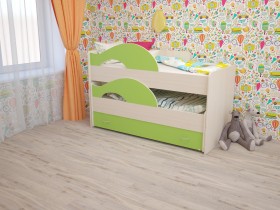 Кровать детская Радуга 1600 Млечный дуб/Салатовый в Алейске - alejsk.katalogmebeli.com | фото