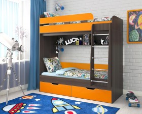 Кровать двухъярусная Юниор-5  Бодего/Оранжевый в Алейске - alejsk.katalogmebeli.com | фото