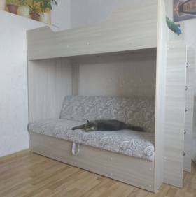 Кровать двухъярусная с диваном (Беленый дуб) в Алейске - alejsk.katalogmebeli.com | фото