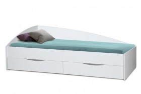 Кровать одинарная "Фея - 3" (асимметричная) (2000х900) New/(белый / белый / ДВПО белый) в Алейске - alejsk.katalogmebeli.com | фото 1