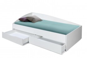 Кровать одинарная "Фея - 3" (асимметричная) (2000х900) New/(белый / белый / ДВПО белый) в Алейске - alejsk.katalogmebeli.com | фото 3