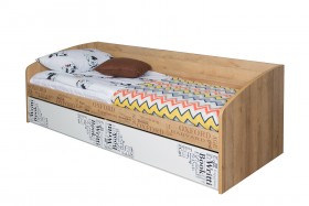 Кровать с 2 ящиками «Оксфорд» (Ривьера/Белый с рисунком) в Алейске - alejsk.katalogmebeli.com | фото 3