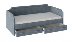 Кровать с мягкой обивкой и ящиками «Кантри» Тип 1 (900) (Замша синяя) в Алейске - alejsk.katalogmebeli.com | фото 2