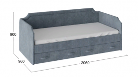 Кровать с мягкой обивкой и ящиками «Кантри» Тип 1 (900) (Замша синяя) в Алейске - alejsk.katalogmebeli.com | фото 3