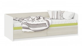 Кровать «Сканди» с 2 ящиками Дуб Гарден/Белый/Зеленый в Алейске - alejsk.katalogmebeli.com | фото 1