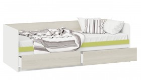 Кровать «Сканди» с 2 ящиками Дуб Гарден/Белый/Зеленый в Алейске - alejsk.katalogmebeli.com | фото 2