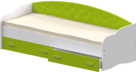Кровать Софа-7 с мягкой спинкой (800х1900) Белый/Лайм в Алейске - alejsk.katalogmebeli.com | фото 1