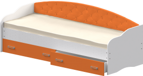 Кровать Софа-7 с мягкой спинкой (800х1900) Белый/Оранжевый в Алейске - alejsk.katalogmebeli.com | фото