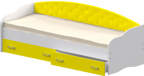 Кровать Софа-8 с мягкой спинкой (900х1900) Белый/Желтый в Алейске - alejsk.katalogmebeli.com | фото