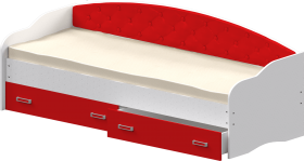 Кровать Софа-8 с мягкой спинкой (900х1900) Белый/Красный в Алейске - alejsk.katalogmebeli.com | фото
