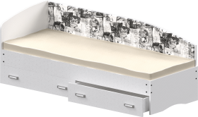 Кровать Софа-9 с мягкой спинкой с рисунком Милана (900х1900) Белый в Алейске - alejsk.katalogmebeli.com | фото