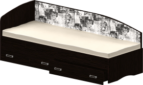 Кровать Софа-9 с мягкой спинкой с рисунком Милана (900х1900) Венге в Алейске - alejsk.katalogmebeli.com | фото