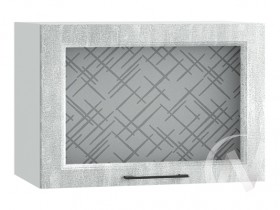 Либерти Шкаф верхний горизонтальный со стеклом ШВГС 609 (Холст грей/корпус белый) в Алейске - alejsk.katalogmebeli.com | фото