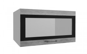 Лофт ВПГСФ 800 шкаф верхний горизонтальный со стеклом высокий с фотопечатью (Дуб майский/корпус Серый) в Алейске - alejsk.katalogmebeli.com | фото