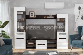Мебель для гостиной МГС 6 (Исполнение 1/Венге/Белый глянец) в Алейске - alejsk.katalogmebeli.com | фото 1