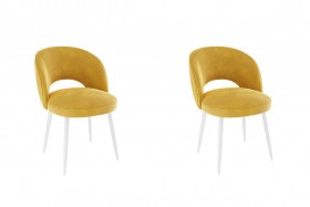 Набор стульев Моли 2 шт (жёлтый велюр/белый) в Алейске - alejsk.katalogmebeli.com | фото