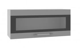 Норд ШВГС 800 Шкаф верхний горизонтальный со стеклом (Софт черный/корпус Белый) в Алейске - alejsk.katalogmebeli.com | фото