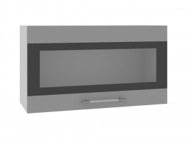 Ройс ВПГСФ 800 Шкаф верхний горизонтальный со стеклом с фотопечатью высокий (Белый софт/корпус Серый) в Алейске - alejsk.katalogmebeli.com | фото