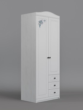 Шкаф 2-х створчатый с ящиками Бэлла (Выбеленное дерево/Белый) в Алейске - alejsk.katalogmebeli.com | фото